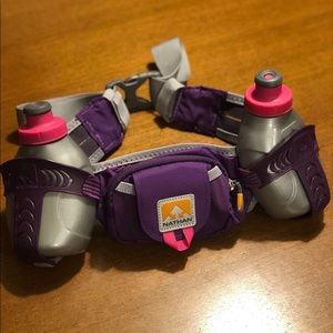 Nathan hydration running belt with two bottles